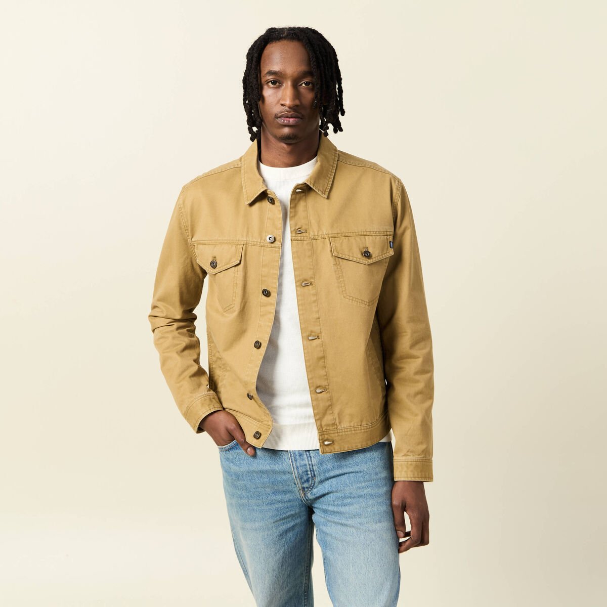 Blouson boutonné camel homme
