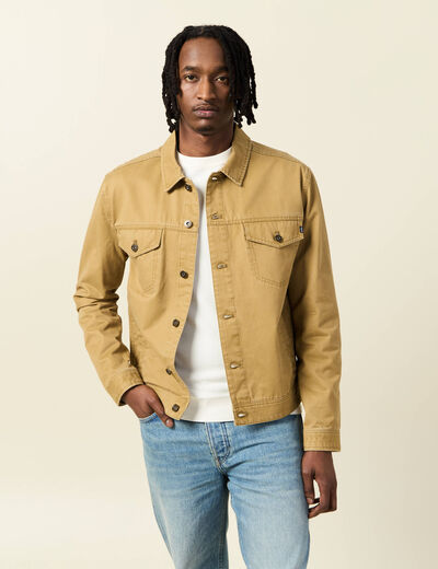 Blouson boutonné camel homme