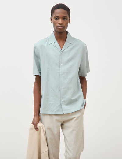 Chemise boyfriend manches courtes vert clair homme