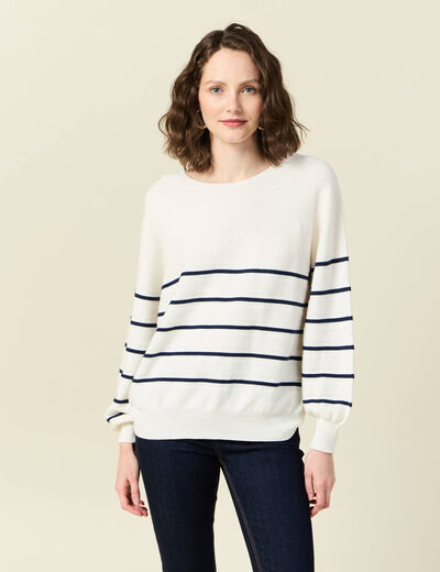 Pull manches longues bleu marine femme