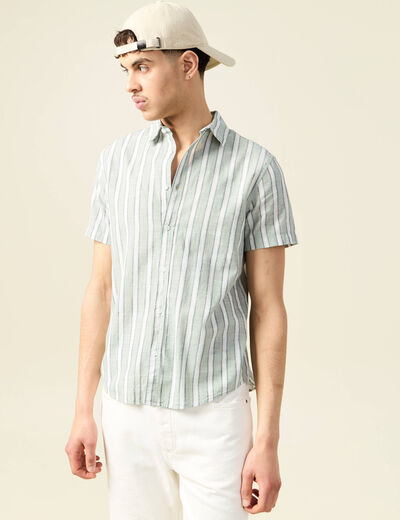 Chemise manches courtes vert olive homme