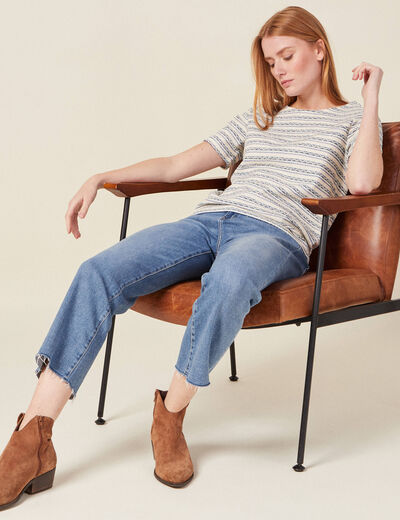 T-shirt manches courtes bleu foncé femme