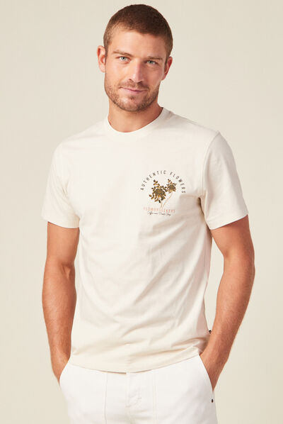 T-shirt manches courtes ecru homme