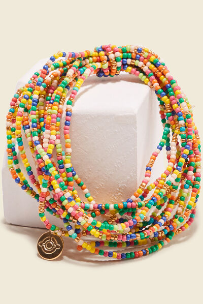 Bracelet multirangs perles multicolore femme