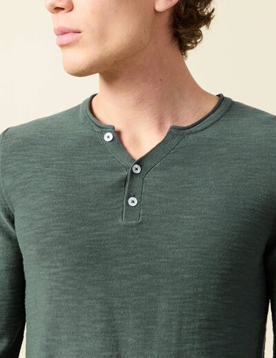 Pull manches longues vert kaki homme