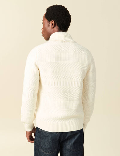 Gilet manches longues col ch&acirc;le ecru homme