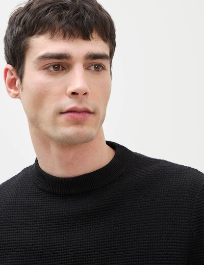 Pull col rond noir homme