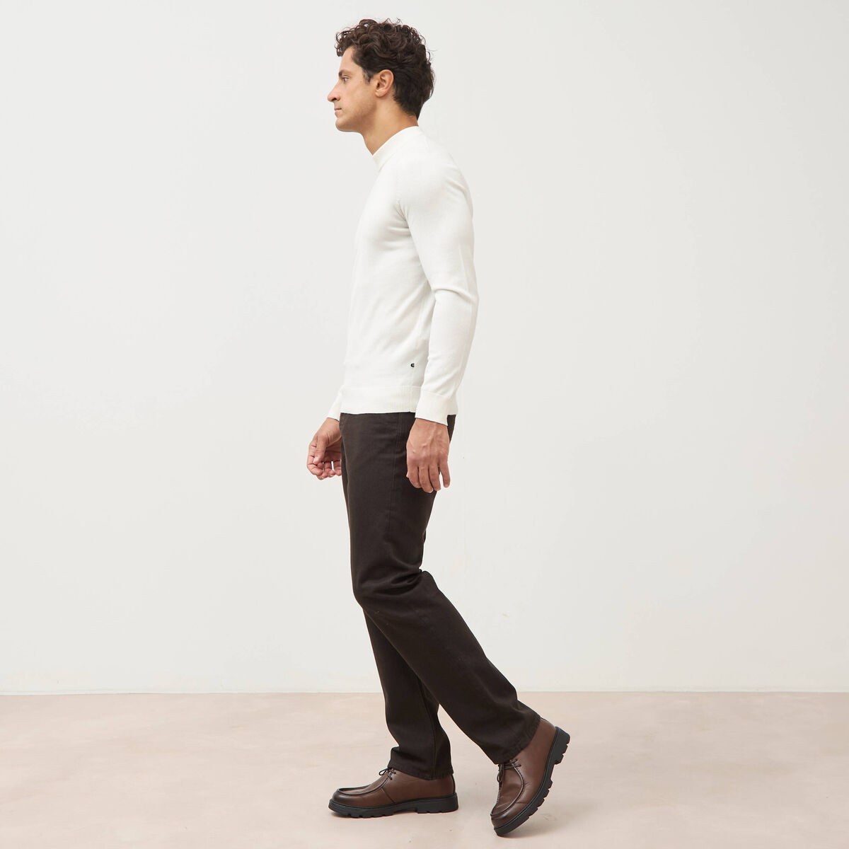 Pull manches longues ecru homme