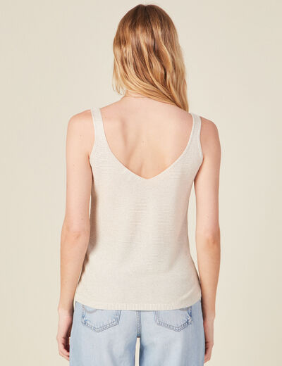 Pull débardeur bretelles ecru femme