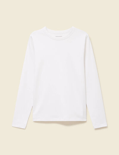 T-shirt en coton manches longues blanc femme