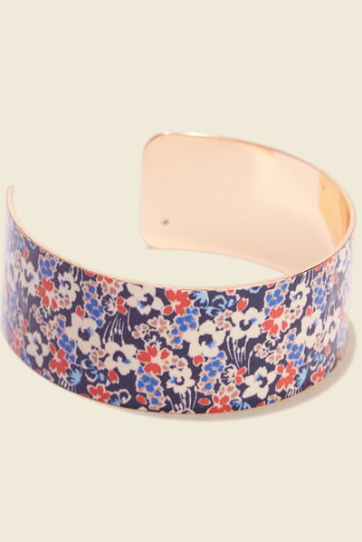 Bracelet manchette en métal bleu marine femme