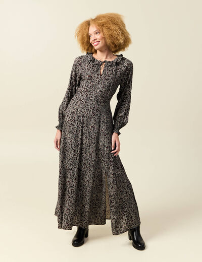 Robe manches longues noir femme