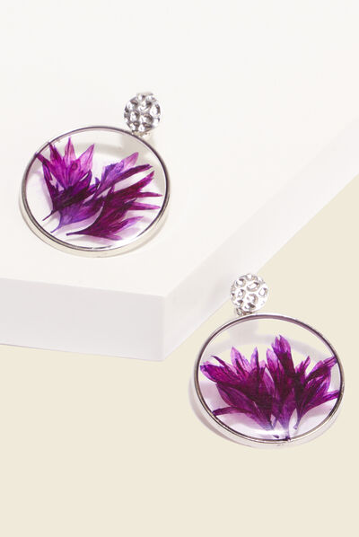 Boucles d'oreilles pendantes violet femme