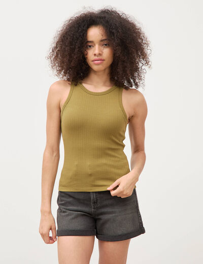D&eacute;bardeur 2 en 1 avec brassi&egrave;re int&eacute;gr&eacute;e vert kaki femme