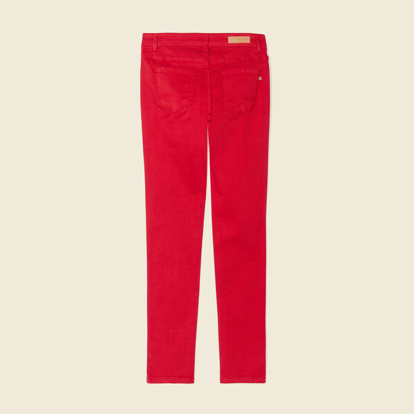Pantalon slim rouge foncé femme