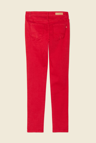 Pantalon slim rouge foncé femme
