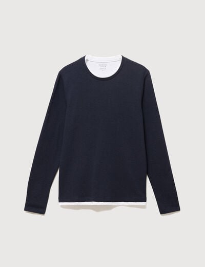 T-shirt manches longues bleu marine homme