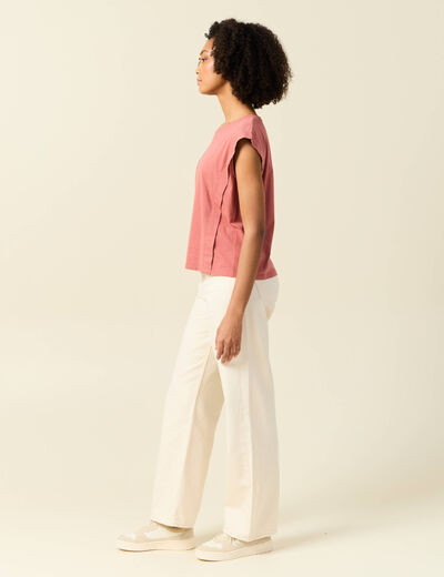 T-shirt manches courtes rouge foncé femme