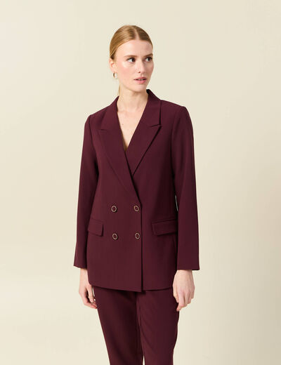 Veste blazer double boutonnage violet foncé femme