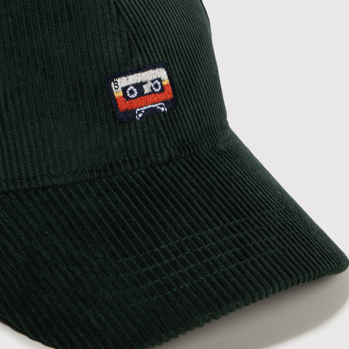 Casquette en velours de coton vert fonc&eacute; homme