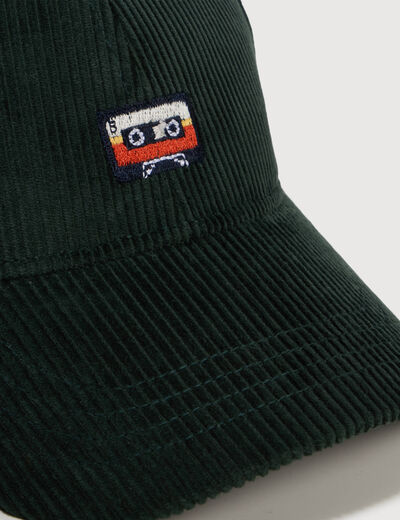 Casquette en velours de coton vert fonc&eacute; homme