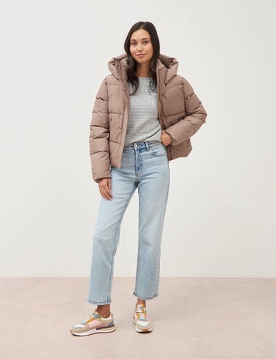 Pull manches longues col bateau gris femme