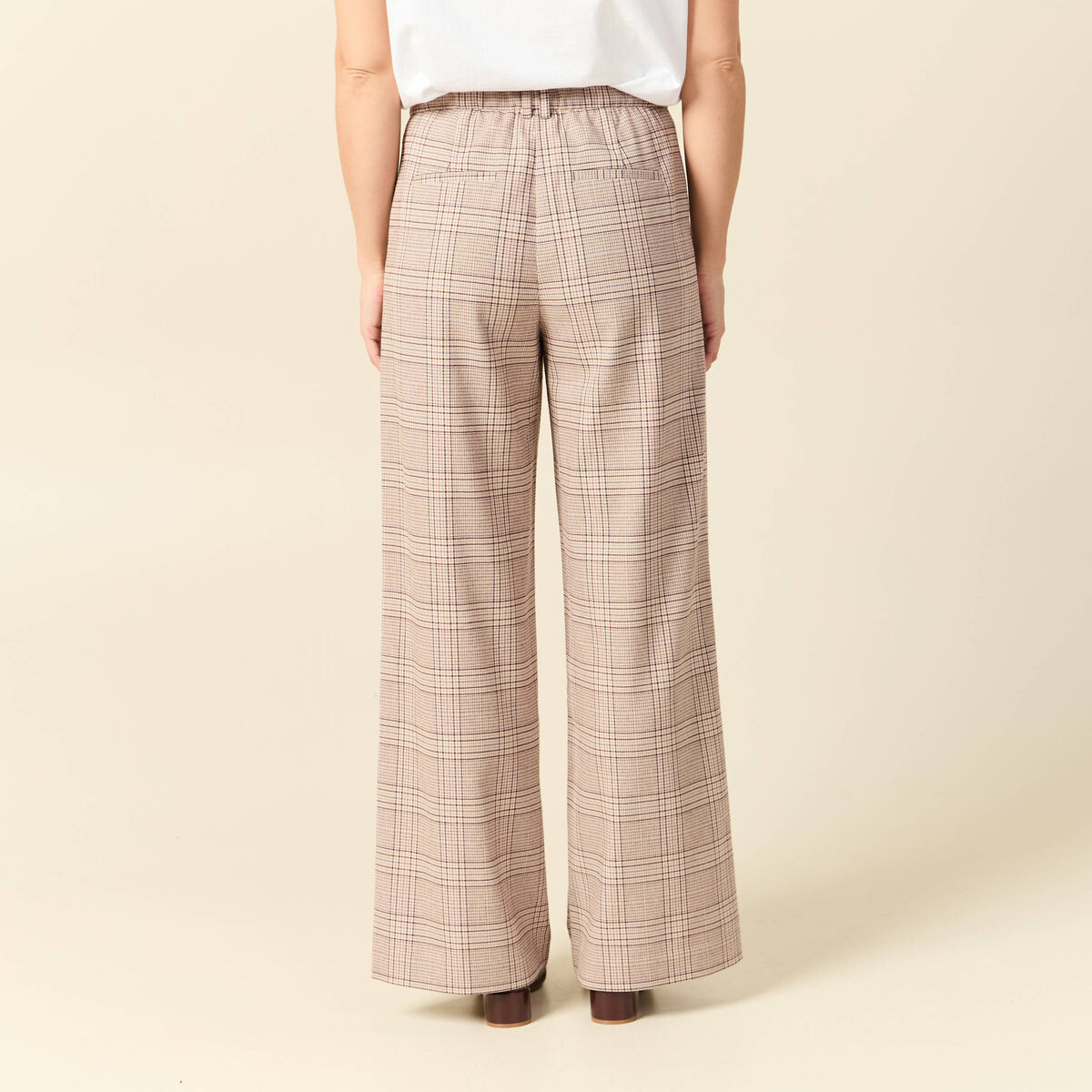 Pantalon loose taille standard fluide beige femme