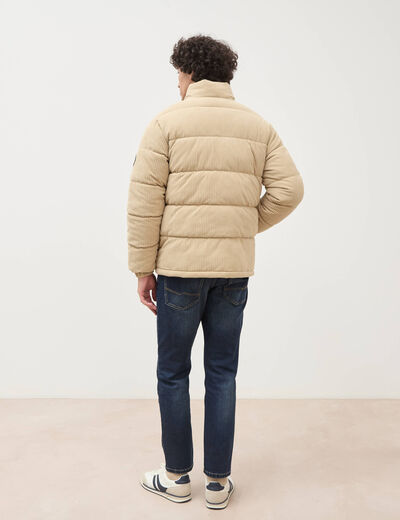 Doudoune manches longues en velours beige homme