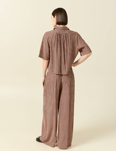 Blouse manches courtes fluide violet femme