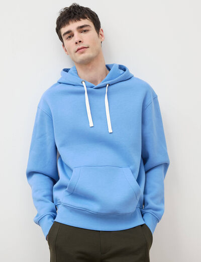 Sweat &agrave; capuche bleu violet homme