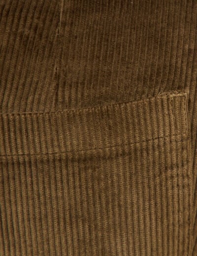 Pantalon large taille haute en velours vert olive femme