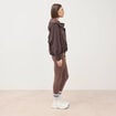 Blouson oversize court &agrave; capuche marron femme