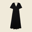 Robe longue évasée fluide noir femme