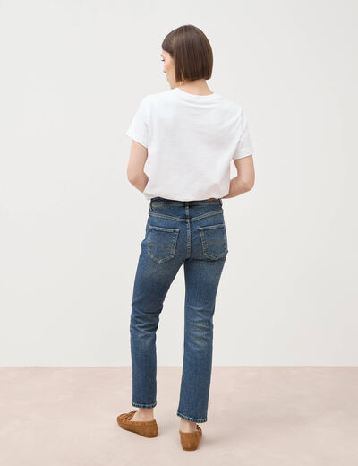 Jeans slim taille standard 7/8&egrave;me bleu femme