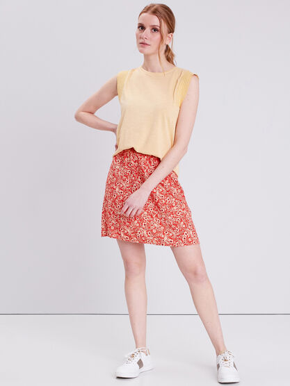 Jupe evasee fluide orange fonce femme