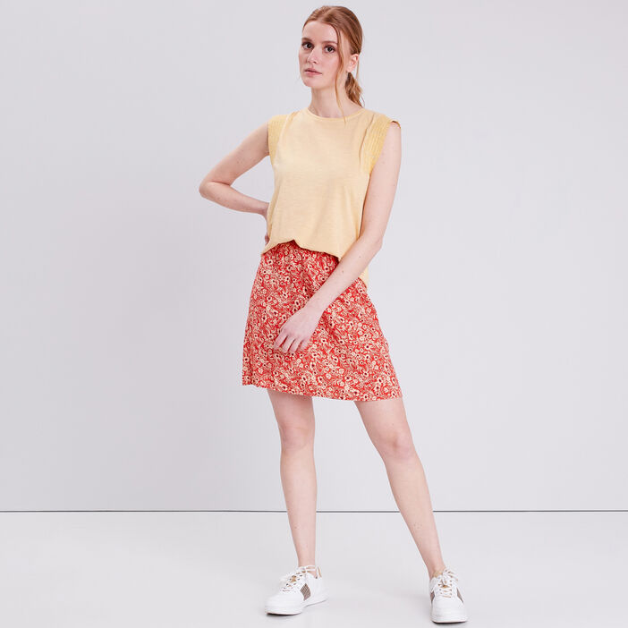 Jupe évasée fluide orange foncé femme