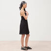 Robe col c&oelig;ur &agrave; bretelles en coton noir femme