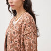 Veste droite manches longues col rond camel femme