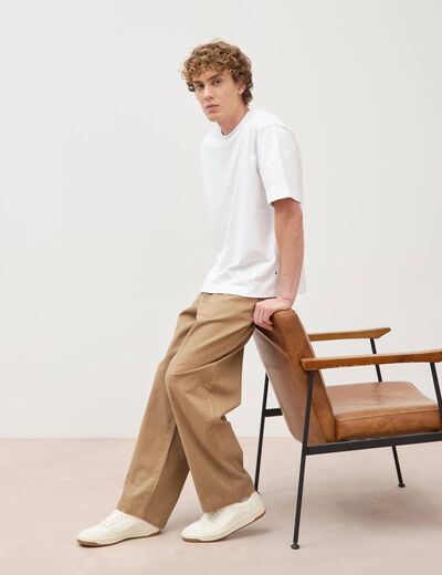 Pantalon coupe large vert kaki homme