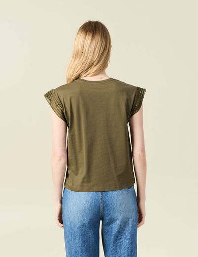 T-shirt manches courtes vert kaki femme
