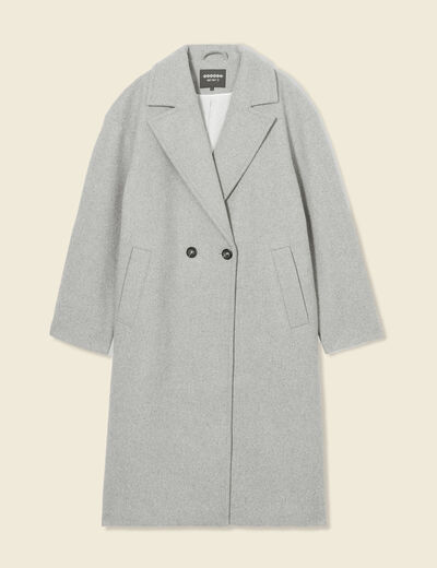 Manteau oversize long gris femme
