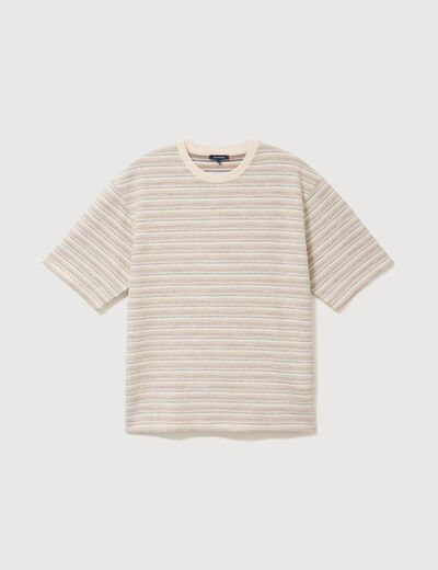 T-shirt col rond manches courtes ecru homme