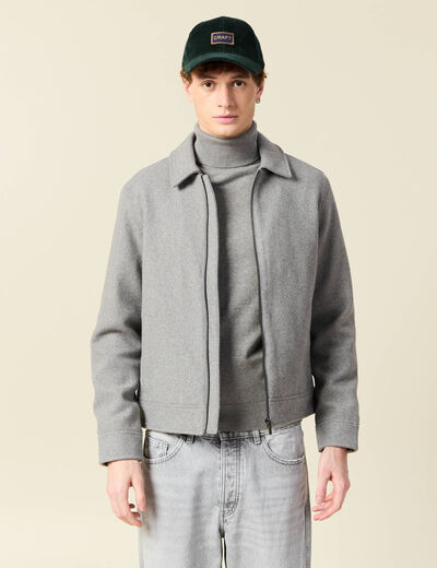 Veste oversize courte col classique gris moyen homme
