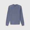 Pull manches longues col rond bleu gris homme
