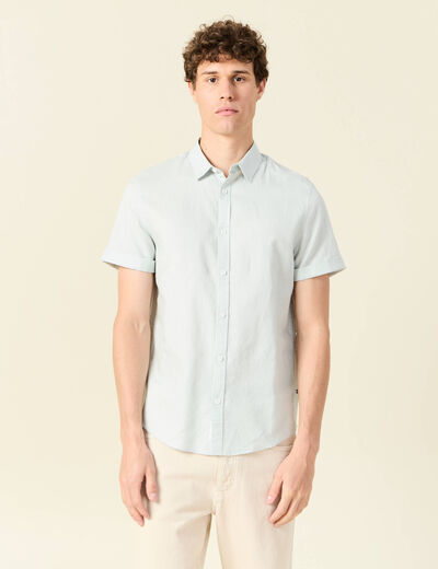 Chemise manches courtes vert olive homme