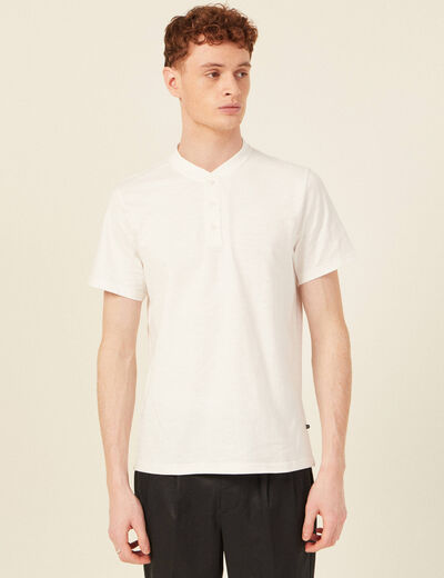 T-shirt en coton manches courtes ecru homme