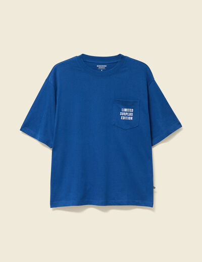 T-shirt oversize en coton bleu roi homme