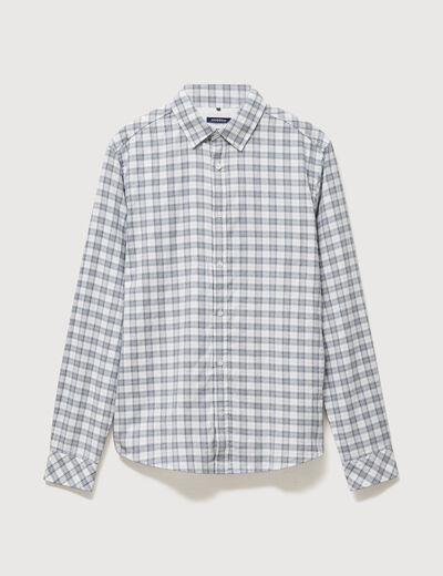 Chemise manches longues bleu fonc&eacute; homme