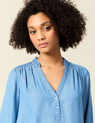 Blouse manches longues denim stone femme