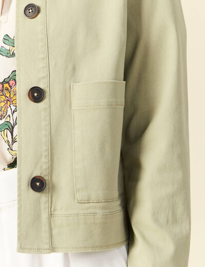 Blouson boutonné vert kaki femme